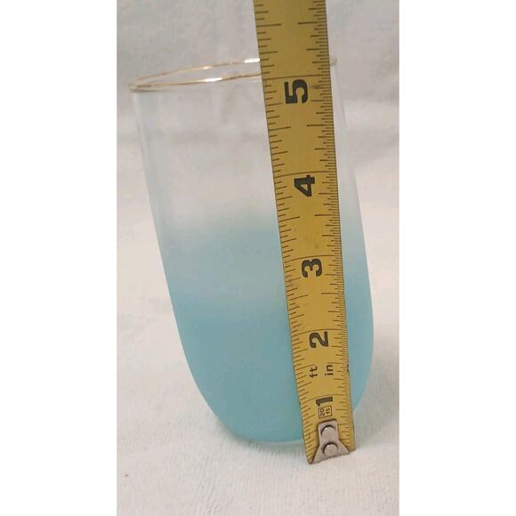 1950 West Virginia Blendo Water Glass Tumbler Frosted Turquoise Gold Party MCM - Picture 12 of 15